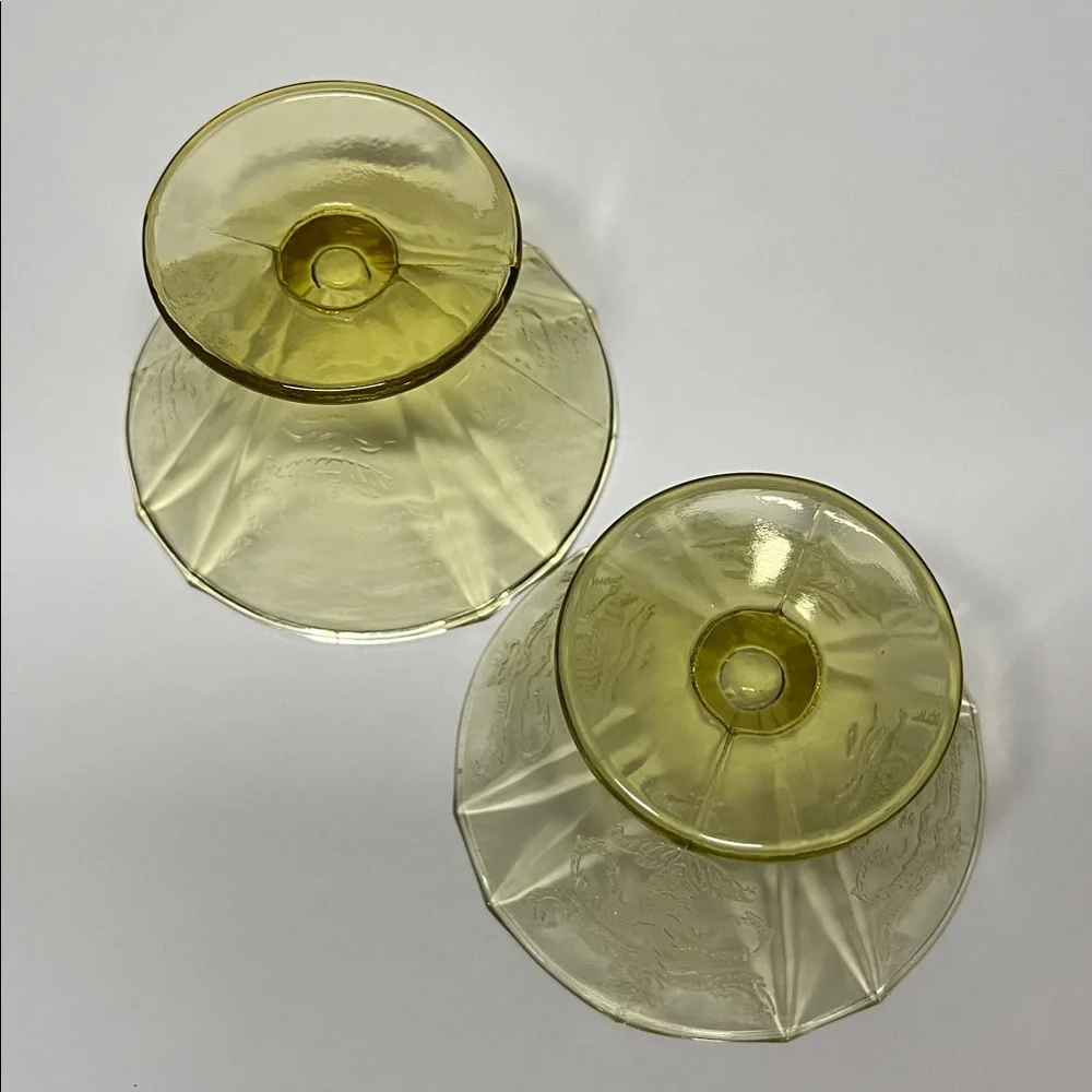 Vintage “Madrid” Amber Depression Glass Sherbet Dishes – Pair